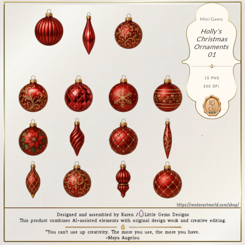(image for) Mini Gems | CU | Holly | Holly's Christmas Ornaments 01